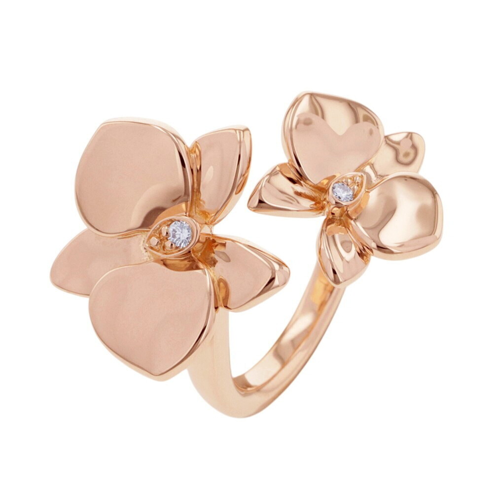 Cartier Caresse d'Orchidées Pars Diamond Ring, 2P, 18KPG Pink Gold, Ring Size...